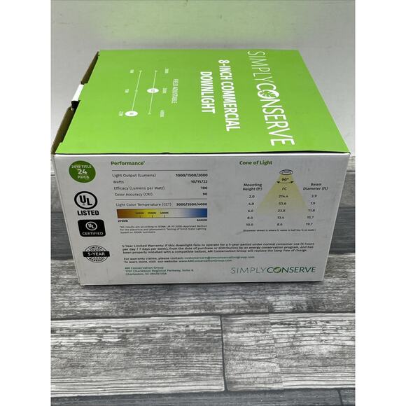 Simply Conserve 1-Light 8” LED Commercial Down Light, Adjustable. {C5}. - Picture 3 of 16